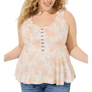 Torrid Babydoll Corset Top Womens 6X Floral Coquette Romantic Cottage Feminine